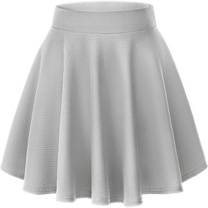 Women's Basic Stretch Flared Skater Skirt - Versatile Casual Mini Skirt for Effortless Style Grey - 1 of 4