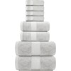 BRINJOY Luxury Bath Towel Set of 8 - 100% Turkish Cotton Highly Absorbent, 2 Luxury Bath Towels 700GSM, 2 Hand Towels, 4 Washcloths, Silver - 3 of 4