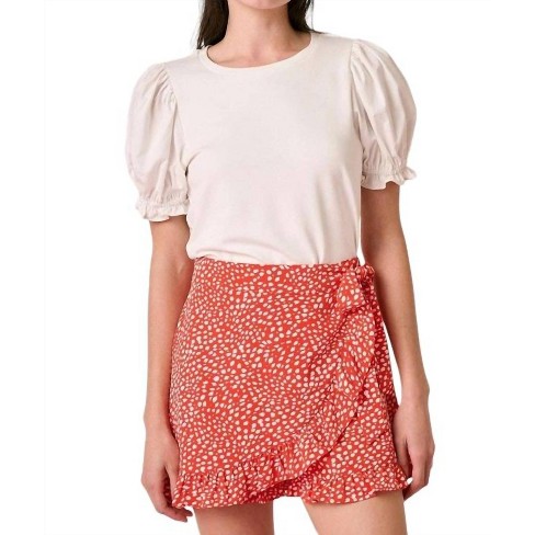 Mittoshop Contrast Trim Ruffled Round Neck Knit Top