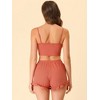 cheibear Women's Sleepwear Knit Pajamas Spaghetti Strap Runch Front Cami Lounge Pajama Set - 3 of 4