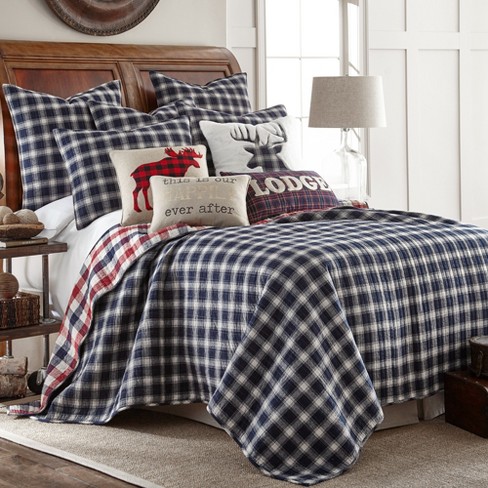 Levtex Home Mills Waffle Navy Duvet Set - Cotton Queen / Navy