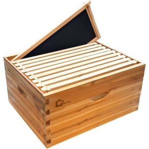 Bee Hive, 10-Frame Deep Brood Box - Pre-Assembled Langstroth Beehive Dipped in 100% Beeswax with Frames & Wax Foundations - 1 of 4