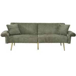 VYNXARIA 79 inch corduroy sofa bed, foldable double sofa bed with folding armrests, suitable for living rooms and small spaces - 1 of 4