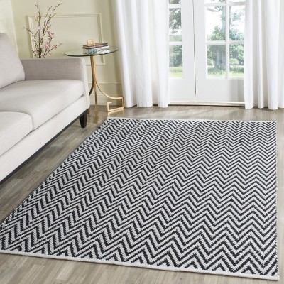 Coastal Charm Black/Ivory Handwoven Cotton Rug 5' x 7'