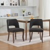 Wooden Dining Chairs Set of 2, Fabric Upholstered Farmhouse Chairs with Hollow-Out Design & Curved Backrest, Solid Wood Legs-- Frevyn - 2 of 4