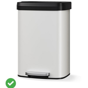 13 Gallon / 50 Liter Metal Trash Can with Lid Large Garbage Can for Kitchen Rustproof Step-on Kitchen Metal Trash Bin - 1 of 4