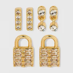 SUGARFIX by BaubleBar Micro Crystal Earring Set 3pc - Gold