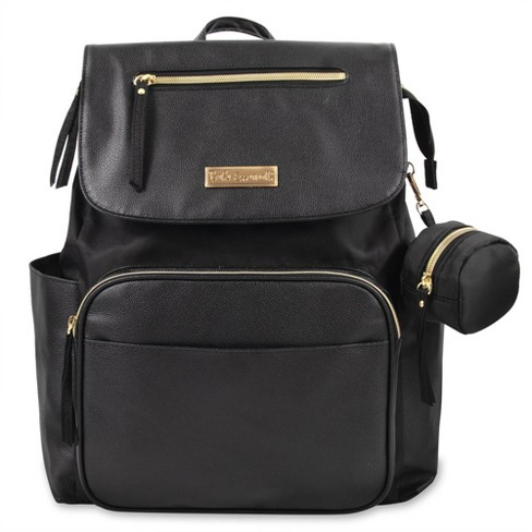 Black leather diaper bag on sale