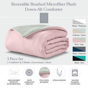 Reversible Brushed Microfiber Plush Down-Alternative Comforter Set