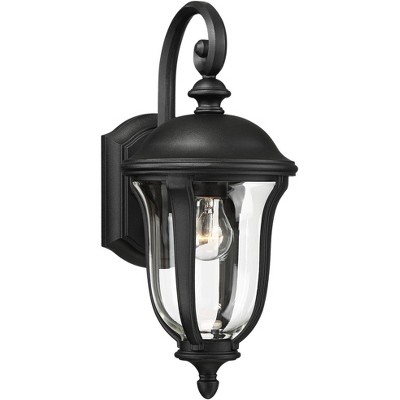 John Timberland Traditional Outdoor Wall Light Fixture Black 16 3/4" Clear Glass Downbridge for Exterior House Porch Patio Deck