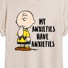 Women's - Peanuts - Charlie Brown My Anxieties Have Anxieties Oversized Graphic T-Shirt - 2 of 4