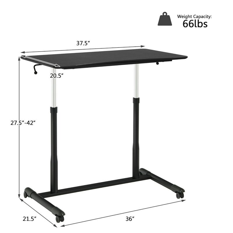 Costway Height Adjustable Computer Desk Sit to Stand Rolling Notebook Table Black, 2 of 11
