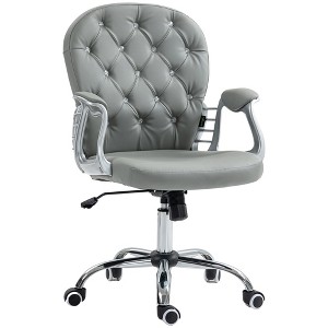 Vinsetto Vanity Middle Back Office Chair Tufted Backrest Swivel Rolling Wheels Task Chair with Height Adjustable Comfortable with Armrests - 1 of 4