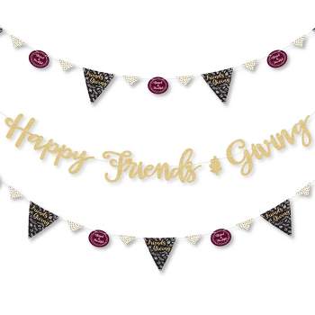 Big Dot of Happiness Elegant Thankful for Friends - Party Letter Banner Decor - 36 Cutouts & No-Mess Real Gold Glitter Happy Friends Giving Letters