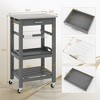 Costway Compact Kitchen Island Cart Rolling Service Trolley with Stainless Steel Top Basket Black/Grey/White - 2 of 4