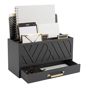 Blu Monaco Wooden Mail Organizer for Home and Desk - 3 Tier with Small Label Holders - Hold Letter Size File Folders - 1 of 4