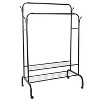 NewHome"Garment Rack with 2 Hanging Rails, 2 Shelves, 4 Wheels & Hooks for Clothes, Shoes & Accessories"Black White - 4 of 4