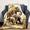 Lomsoe Cozy Elephant Print Blanket - Soft Flannel Blanket Digital Print Design, Elephant Deco Christmas Gift. - 3 of 4