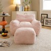 SEVOBAL Sofa Giant Plush Bean Bag Chair Armrests Footstool Comfy Beanbag Chaise Lounge Lazy Sofas Living Room Bedroom Dorm, Pink, 22"*21.26"*12.8" - 2 of 4