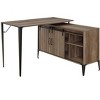 CAVINAS Home Office Desk L-Shape Writing Desk with Storage Cabinet and Sliding Barn Door for Work - 4 of 4