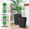 Tall Planter Set of 2 Large Rattan Flower Pot with 2 Trays & a Water Level Monitor - 2 of 4