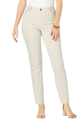 Jessica London Women's Plus Size True Fit Straight Leg Jeans, 20 - New  Khaki Vertical Stripe
