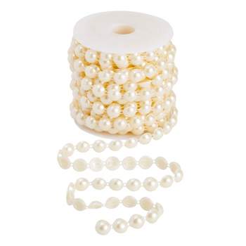 Bright Creations White Half-Round Spools of Pearls for DIY Crafts, Wedding Decorations, 10mm Beads, 10 Yards