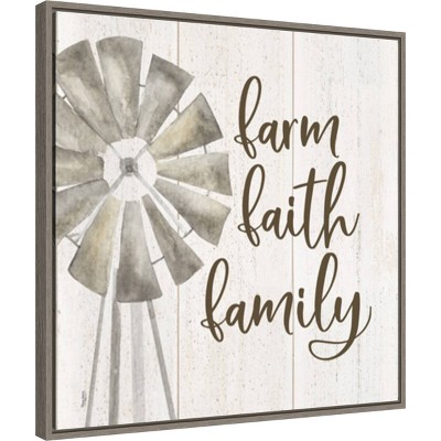 Farm Faith Family Gray Wash Canvas Print
