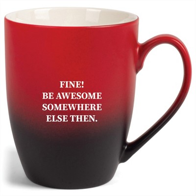 Elanze Designs 12 Ounce Ceramic Decorative Laser Engraved Giftable Novelty Tea Coffee Cup Mug Red and Black Fine Be Awesome Somewhere Else Then