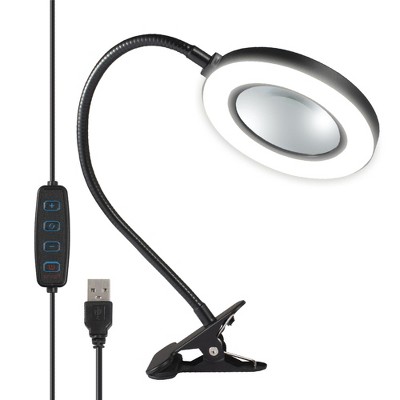 10X Magnifying Glass Desk Lamp with Metal Clamp for Table, 72 LED Lights, Large Lens, 15" Gooseneck