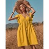 Women's Flutter Sleeve Mini Dress Button Detail Babydoll Sundress Casual Summer Dress - 3 of 4