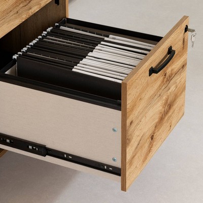 Nordik Oak 31" 2-Door Credenza with Drawers and Metal Frame