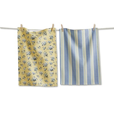 Tag Yellow Floral Kitchen Towel Set - Everyday Dishtowels, Machine Washable, 26" x 18" - Perfect for Home Cooking