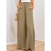 Womens Dressy Pants Casual Elastic Waist Wide Leg Pants Trousers Loose Lounge Beach Travel Vacation Green L - 2 of 3