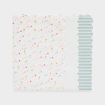 White Dot and Chambray Blue Striped Scallop Gift Tissues 25ct - Sugar Paper™: Classic Polka Dot Wrapping Accessory