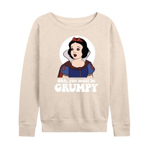 Women's - Disney Princess - You Must Be Grumpy Lightweight French Terry Wide Neck Long Sleeve Shirt - 1 of 4
