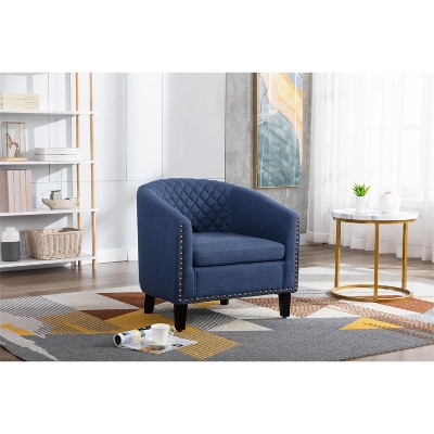 Modern Accent Barrel Chair With Nail Heads And Solid Wood Legs Navy   GUEST 9d47558e 9f2b 4ae8 8a62 C236186ba0b7