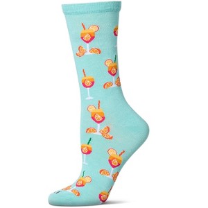 Memoi Women's "Aperol Spritz" Rayon Blend Novelty Crew Sock Capri Breeze 9-11 - 1 of 4