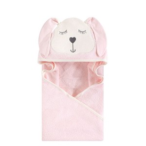 Hudson Baby Infant Girl Cotton Animal Face Hooded Towel, Modern Bunny, One Size - 1 of 1