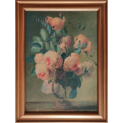 12" x 16" Antique Floral Framed Canvas Board Olive Green - Threshold™: Botanical Digital Art, Gold Frame, Vertical Layout