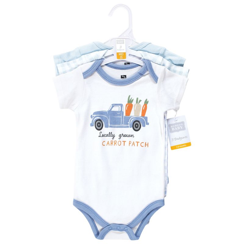 Hudson Baby Cotton Bodysuits, Carrot Patch Truck, 2 of 6