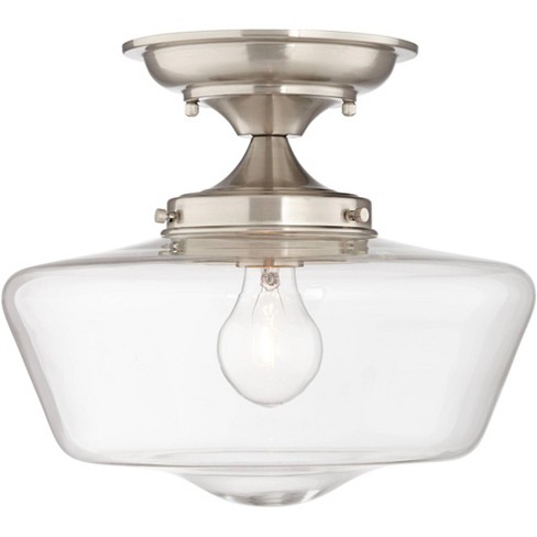 Schoolhouse Floating 7 Wide Brass and Frosted Glass Ceiling Light