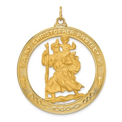 Black Bow Jewelry Men's 14k Yellow Gold Saint Christopher Medal Pendant