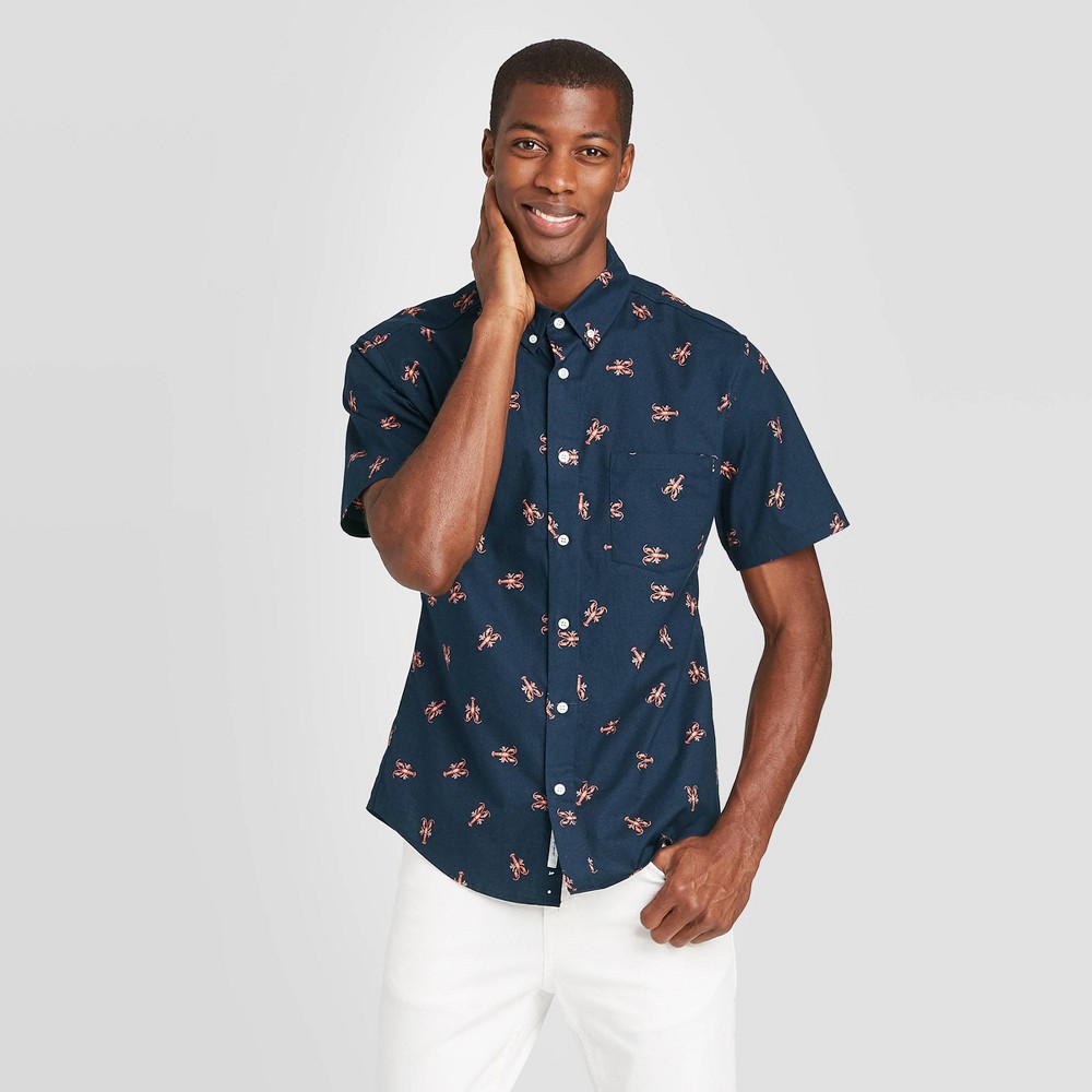 Men's Slim Fit Short Sleeve Poplin Button-Down Shirt - Goodfellow & Co Ocean Wave Blue XL, Blue Blue Blue was $19.99 now $12.0 (40.0% off)