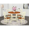 HomeStock 5-Pc Buttermilk and Cherry Solid Wood Top - Round Dining Room Set - Seats-4 - 2 of 4