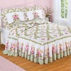 Collections Etc Columbine Floral Trellis Quilt Top Ruffle Border Bedspread - 2 of 3