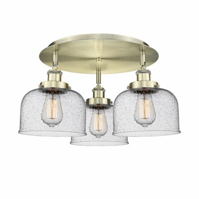 Bell - 3 Light Flush Mount In Art Deco Style-9.25 Inches Tall and 19.75 Inches Wide