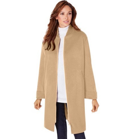 Roaman's Women's Plus Size Plush Fleece Driving Coat Jacket