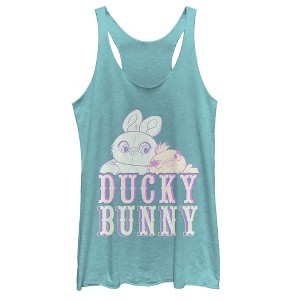 Women's Toy Story Ducky & Bunny Hugs Racerback Tank Top - 1 of 3