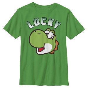 Boy's Nintendo Super Mario St. Patrick's Day Lucky Yoshi Retro T-Shirt - 1 of 4